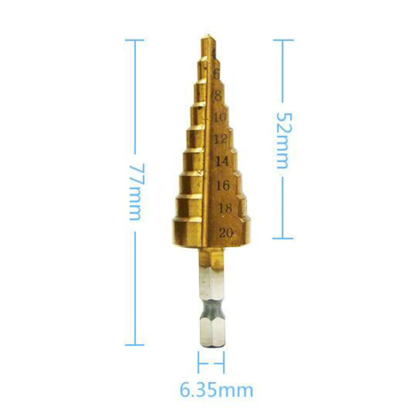 4-20mm HSS Titanium Coated Step Drill Bit Drilling Power Tool Metal High Speed Steel Wood Hole Cutter Step Cone Drill