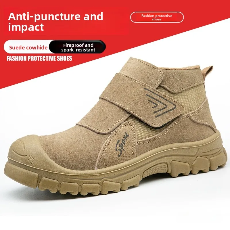 Men's Special Welding Work Boots High-Tech Breathable Steel Plate Anti- Crush Proof High Help Heat Resistant Shoes Constructi...