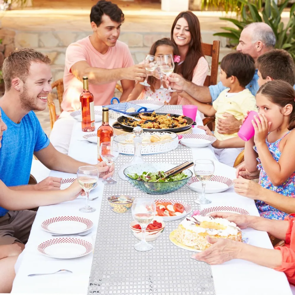 

Unique Glitter Disco Table Runner Sequin European Style Tablecloth Mirror Design Dining Table Decoration Wedding