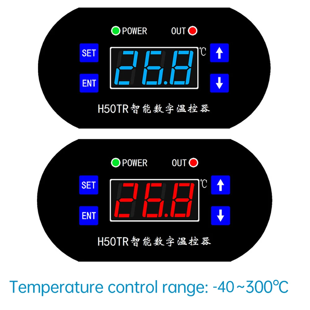 H50TR -40 ℃-300 ℃ kontroler temperatury wysokiej temperatury DC 12V 24V czujnik temperatura NTC cyfrowy wyświetlacz