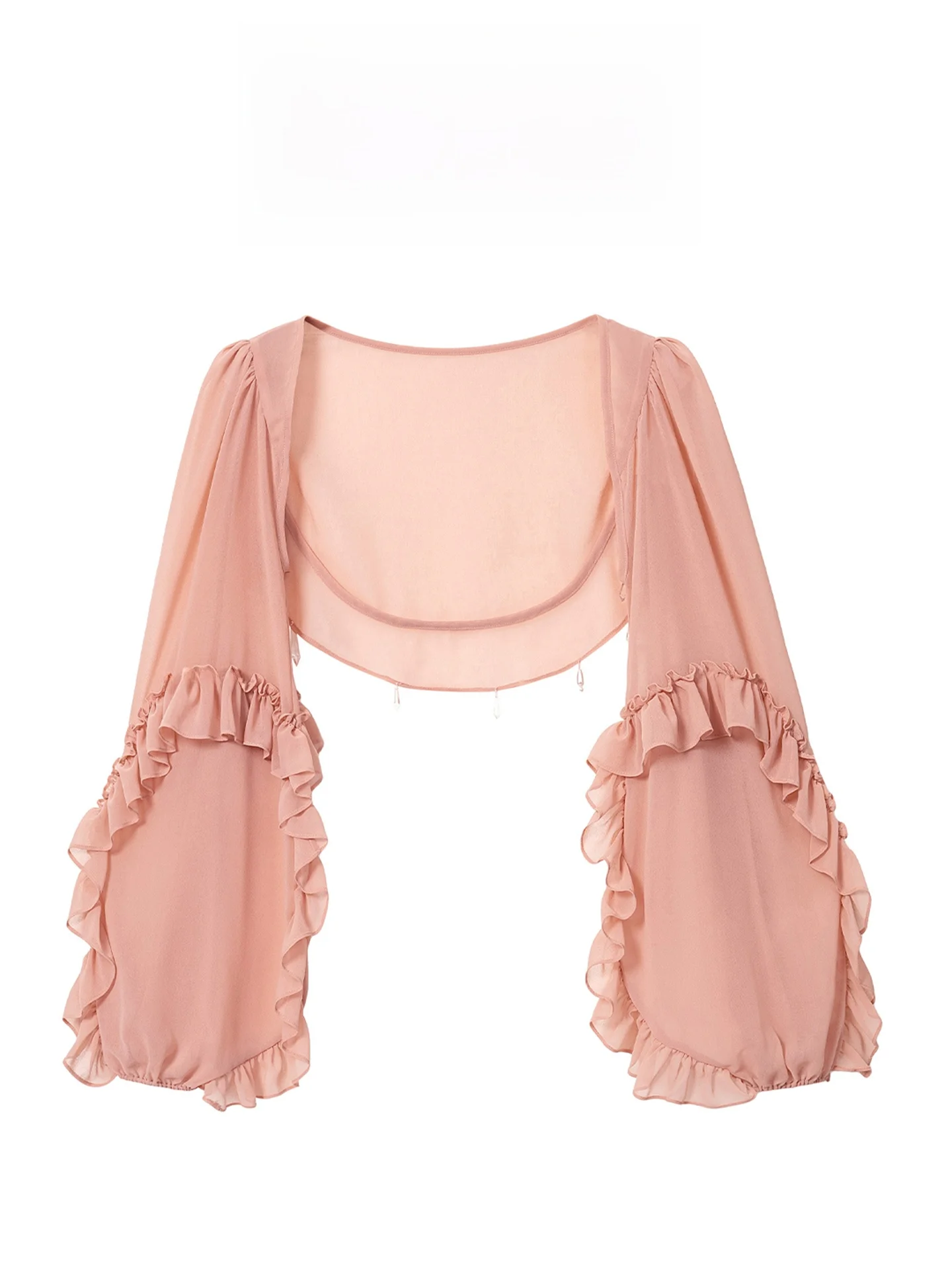 

AZZHEN Soft Light Lotus Le Women's Sunscreen Cardigan irt Versatile Chiffon Beaded Lotus Le Commute Sle Long Sle...