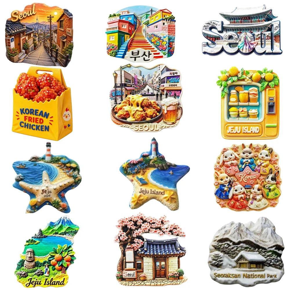 Asia South Korea Seoul  Etc. 3D Fridge Magnets Tourism Souvenir Refrigerator Magnets Sticker