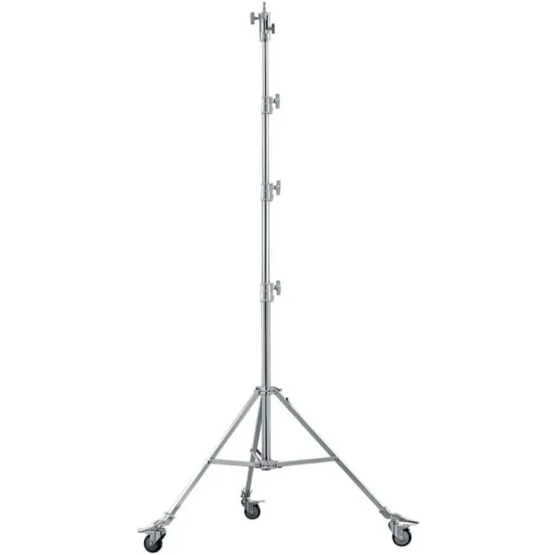 Professional Photo Studio Heavy Duty Silver Light Stand 14.75 'Steel Roller Stand with Folding Base