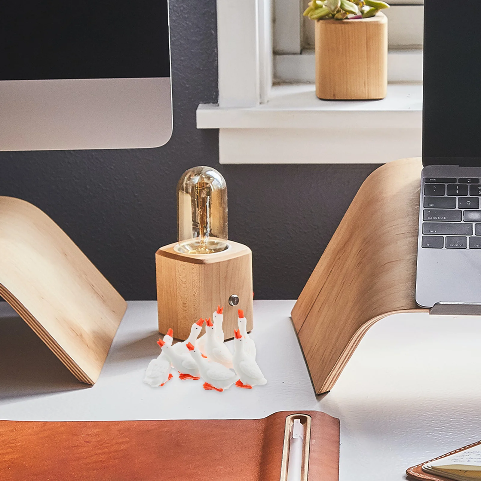 

8Pcs Mini White Goose Ornament Resin Elegant Goose Sculpture for Home Office Desk Decor Micro Garden Scene Arrangement