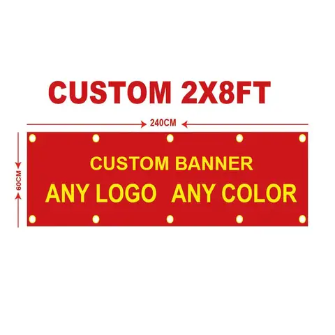 Custom Banner Personalized 2x8FT Flag Decorative Polyester Banner For  Wall Hanging Sport Club Team Indoor Outdoor Decoration