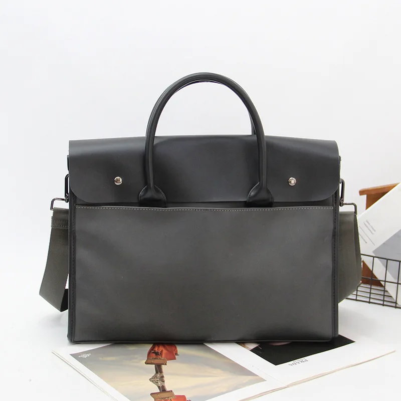 PU leather men's large-capacity 13-inch computer handbag, multi-functional waterproof single-shoulder briefcase