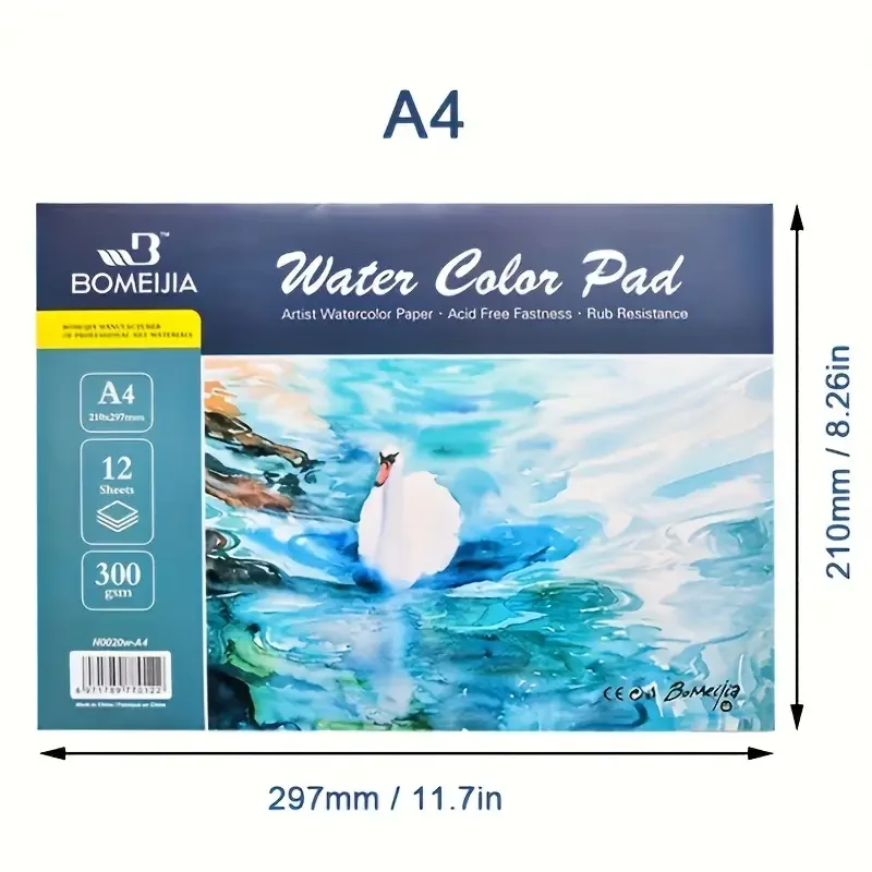 Fotografia 6: BOMEIJI-Cold Pressionado Aquarela Pad Papel, 100% Algodão, Grau Artista, Guache, Tinta, 12 Folha, 300gsm