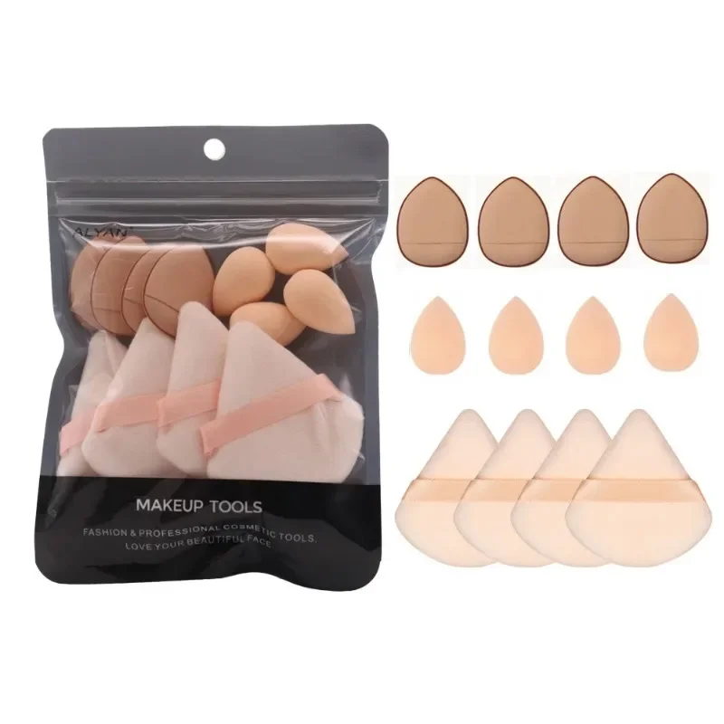 Maquiagem profissional esponja liquidificador, ovo macio, sopro cosmético, esponjas de fundação, pó puff, acessórios faciais, ferramentas de beleza, 12pcs