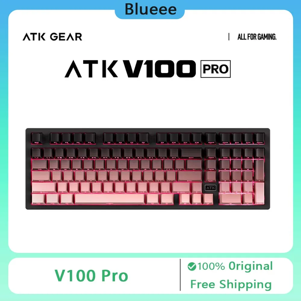 ATK V100 Pro Semi-aluminum Mechanical Keyboard Tri Mode Gasket Custom ARGB Hot Swap E-sports Game Office Keyboard Accessories