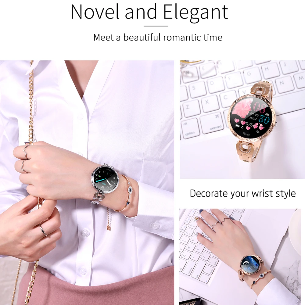 Woman Smart Watch Bracelet Girl Heart Rate Blood Pressure Sleep Quality Detection Pedometer IP67 Waterproof Fashion Smartwatch