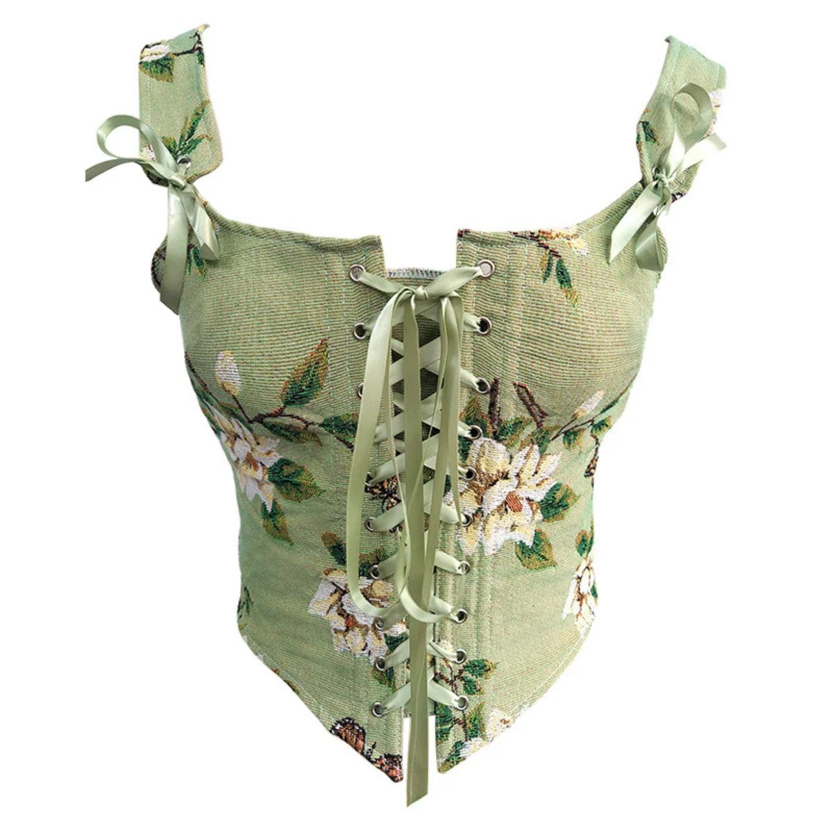 

Женский корсет с вышивкой и цветочным принтом, винтажный французский формирователь, бюстье, укороченные топы, сексуальный топ с завязками на бретельках, тонкий топ без рукавов, корсет