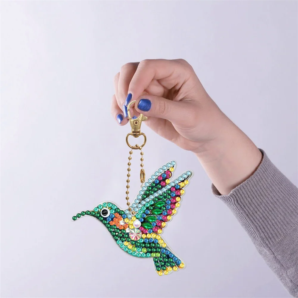 2022 New Double-sided Colored Diamond Keychain bird butterfly bee Diamond Painting Keychain Diamond Embroidery Pendant Gift