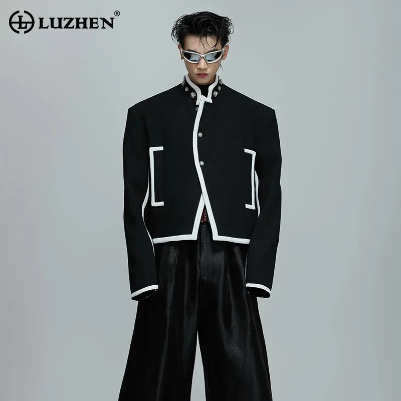 

LUZHEN цветной контрастный дизайн по краям, пиджак, мужская уличная одежда, осень 202, украшенное на пуговицах, повседневное мужское пальто JY4352