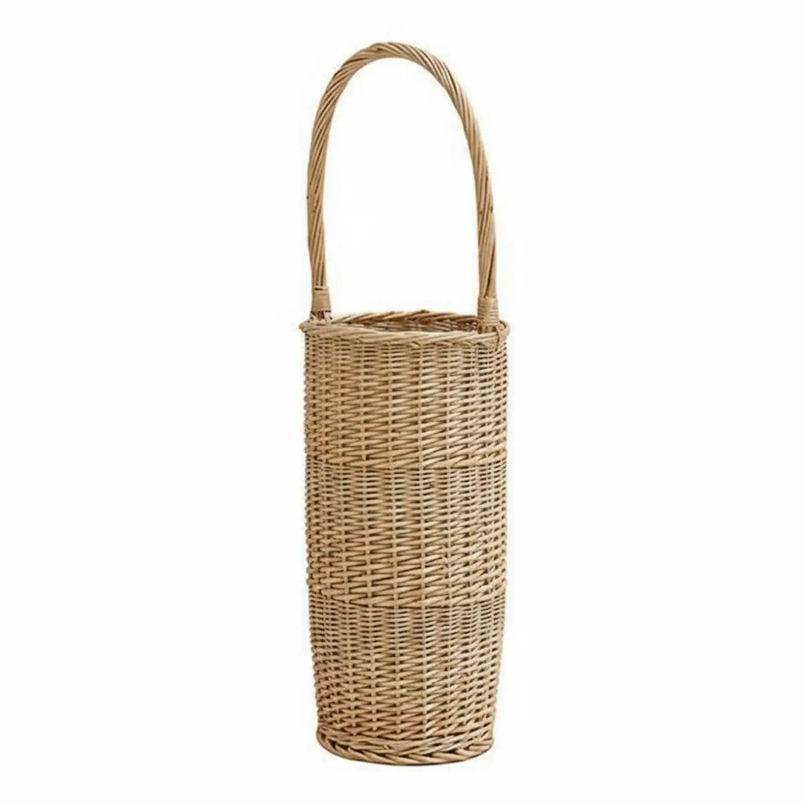Traditional Wicker Basket Umbrella Stand for Porch Hallway Indoor Cane Storage Box