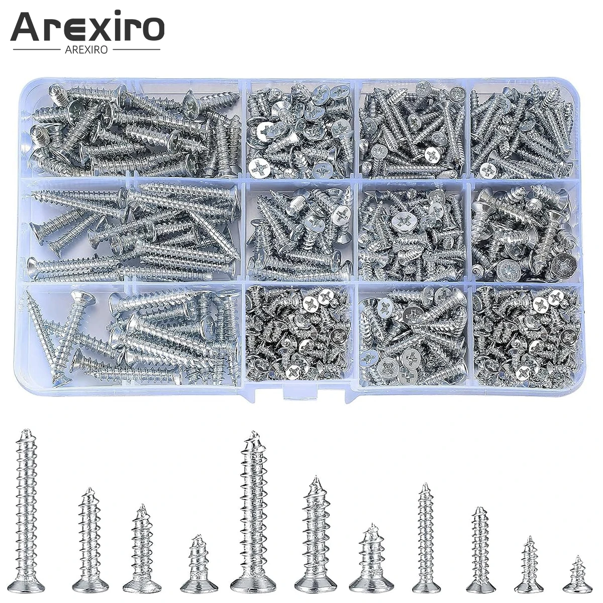 305Pcs M3 M4 M5 Self Tapping Mixed Screws Assortment,Cross Flat Pan Head Countersunk Screws Kit