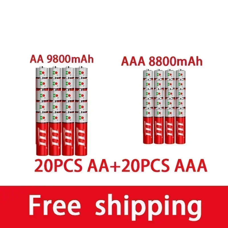 AAA + AA isi ulang AA 1.5V 9800 mah-1.5 V AAA 8800mah baterai alkaline senter jam mainan MP3 player, pengiriman gratis