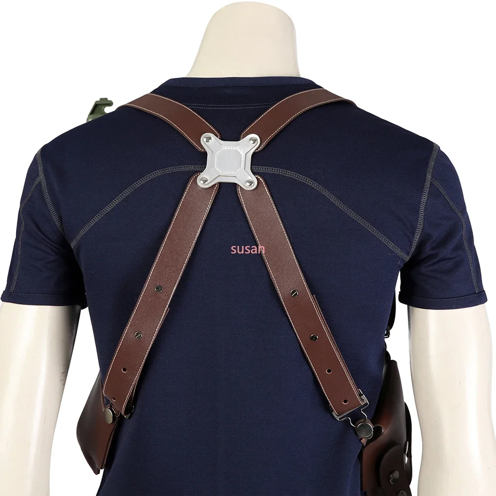 CosplayCarnival Game Leon Kennedy Costume RE Accessories Utility Belt With Bags Hero  Cosplay T-Shirt Officer Armpit Holster Hal