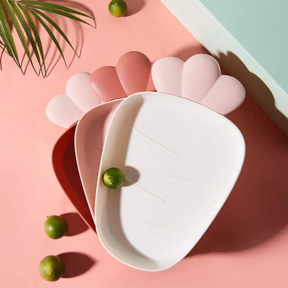 Nordic Style Solid Color Dried Fruit Plate Home Fruit Dish Cute Carrot Shape Plastic Fruit Snacks Snack Plate Storage Tray 2023