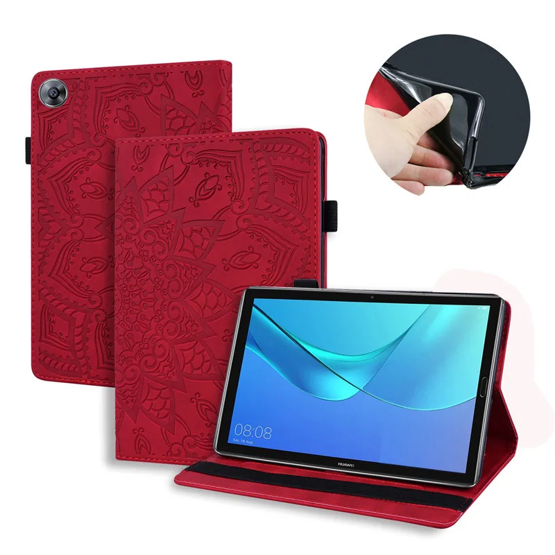 For Huawei Mediapad M5 10 Pro Case CMR-AL09/W09/W19 Tablet Flower 3D Emboss Leather Cover For For Huawei MediaPad M5 10.8 inch