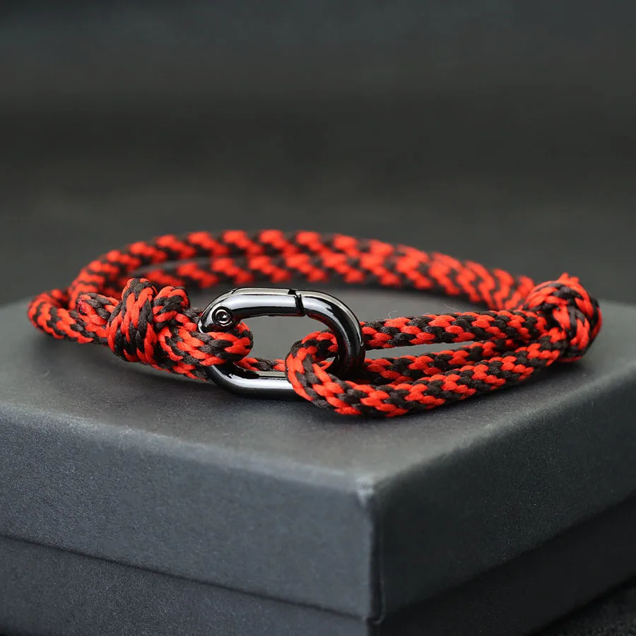Pulsera de cuerda de 4mm de colores mezclados para hombre, hebilla deslizante Bistrateal, pulsera ajustable hecha a mano para hombre, joyería de aventura en la jungla para exteriores