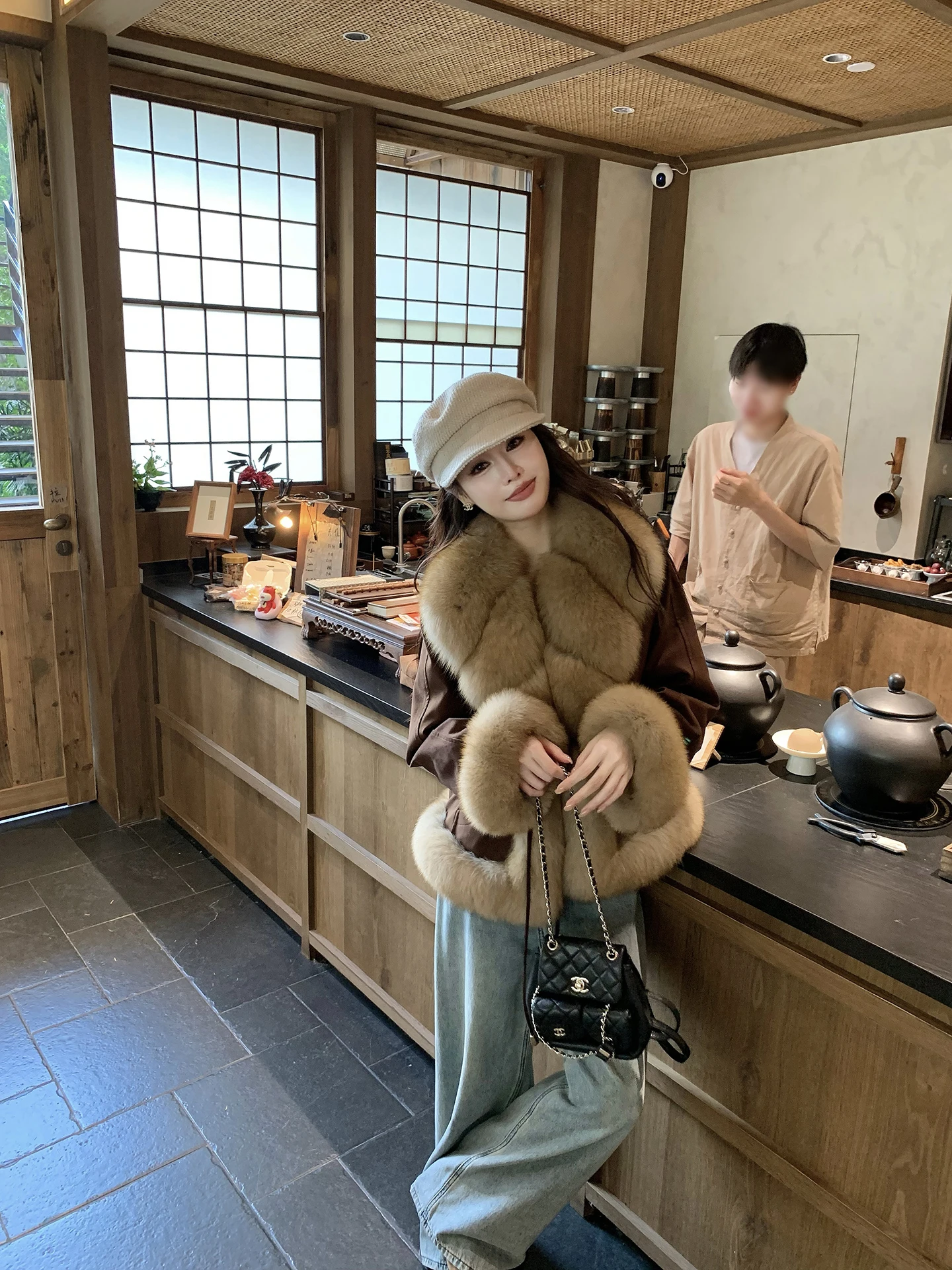 

Saga Women's Fur Collar Goose down Jaet Suede Inner Coat Warm Comfortable ort Sle Korean Version Winter New Arrival