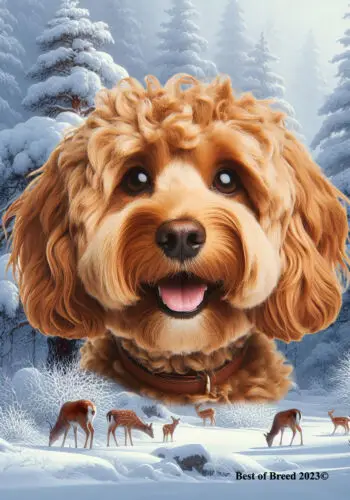 Cockapoo Red Winter Wonderland Flag