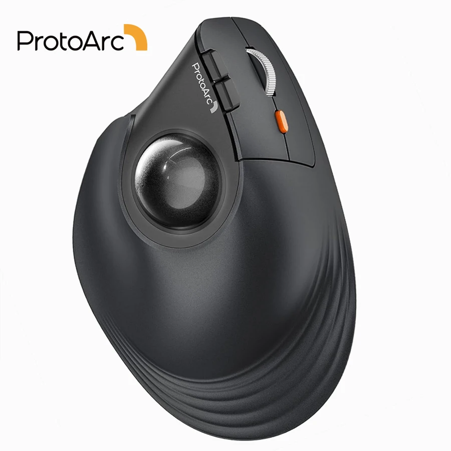 ProtoArc EM05 Wireless Trackball Mouse Rechargeable Bluetooth Ergonomic Vertical Rollerball Mouse for Computer iPad Mac Windows
