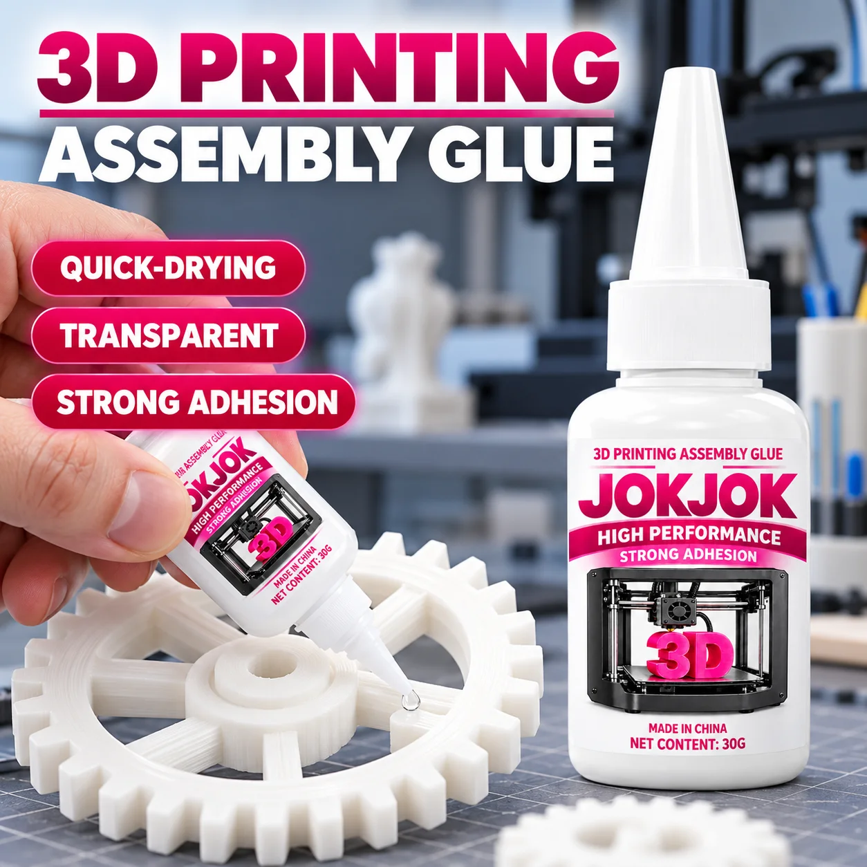 JOKJOK 3D Printing Glue For PLA ABS TPU PETG Transparent Model Assembly Adhesive High Toughness Multi Material Bonding GlueK