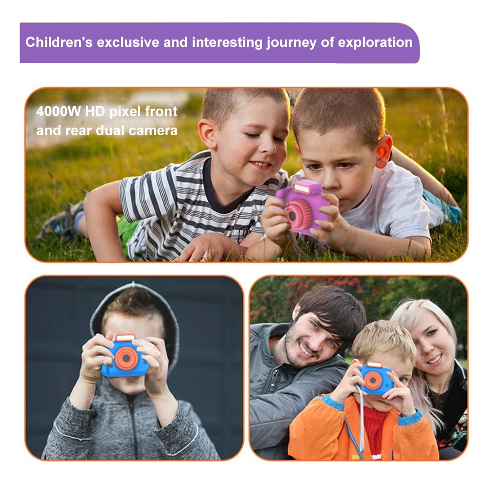 

Multifunctional Camcorder Toy Portable Mini Videocamera with Lanyard Child Selfie Camera Toy USB Charging for Kids Holiday Gifts