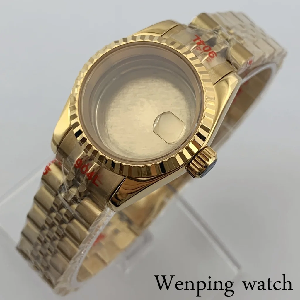 New Original 26mm Watch Case Silver Rose Gold Sapphire Glass Stainless Steel Fit NH05 NH06A Automatic Movement Accessories Parts