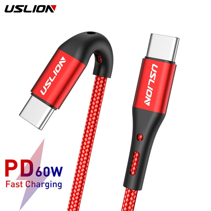 USLION 60W Type C To Type C Cable Fast Charging Data Wire For Xiaomi POCO f5 Tablet Laptap USB C to USB C Cord Quick Charge 3.0