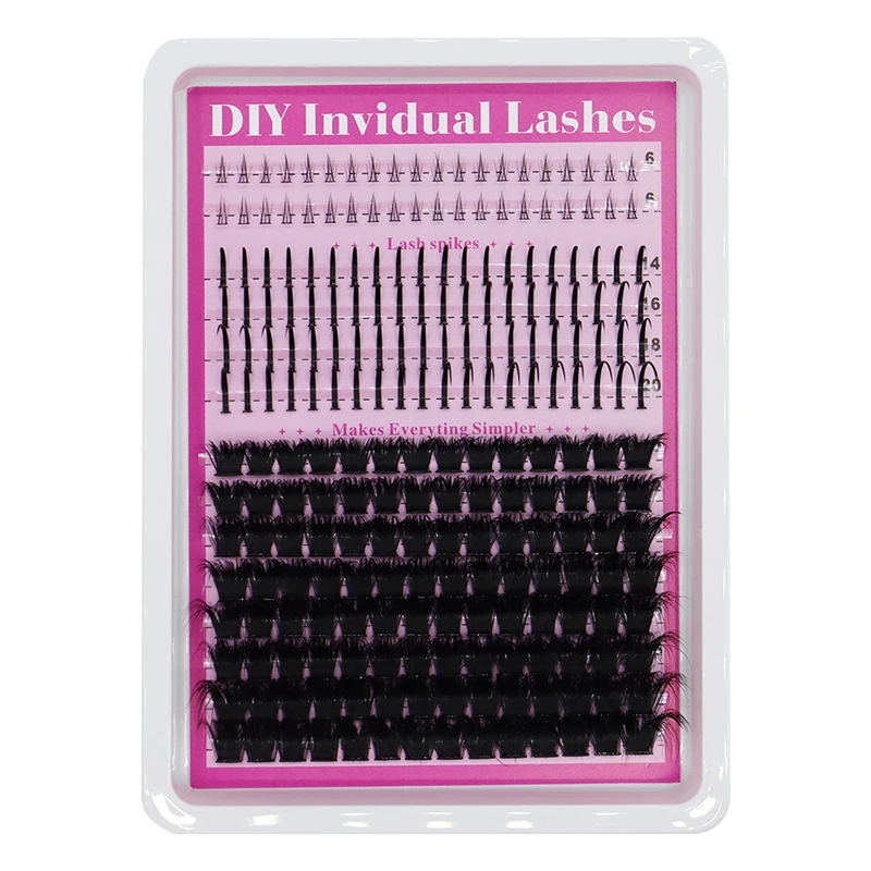 14 rangées 3D croissant-forme D Curl sans coupe réaîné fée supérieure et inférieure 3 Styles ensemble complet de cils