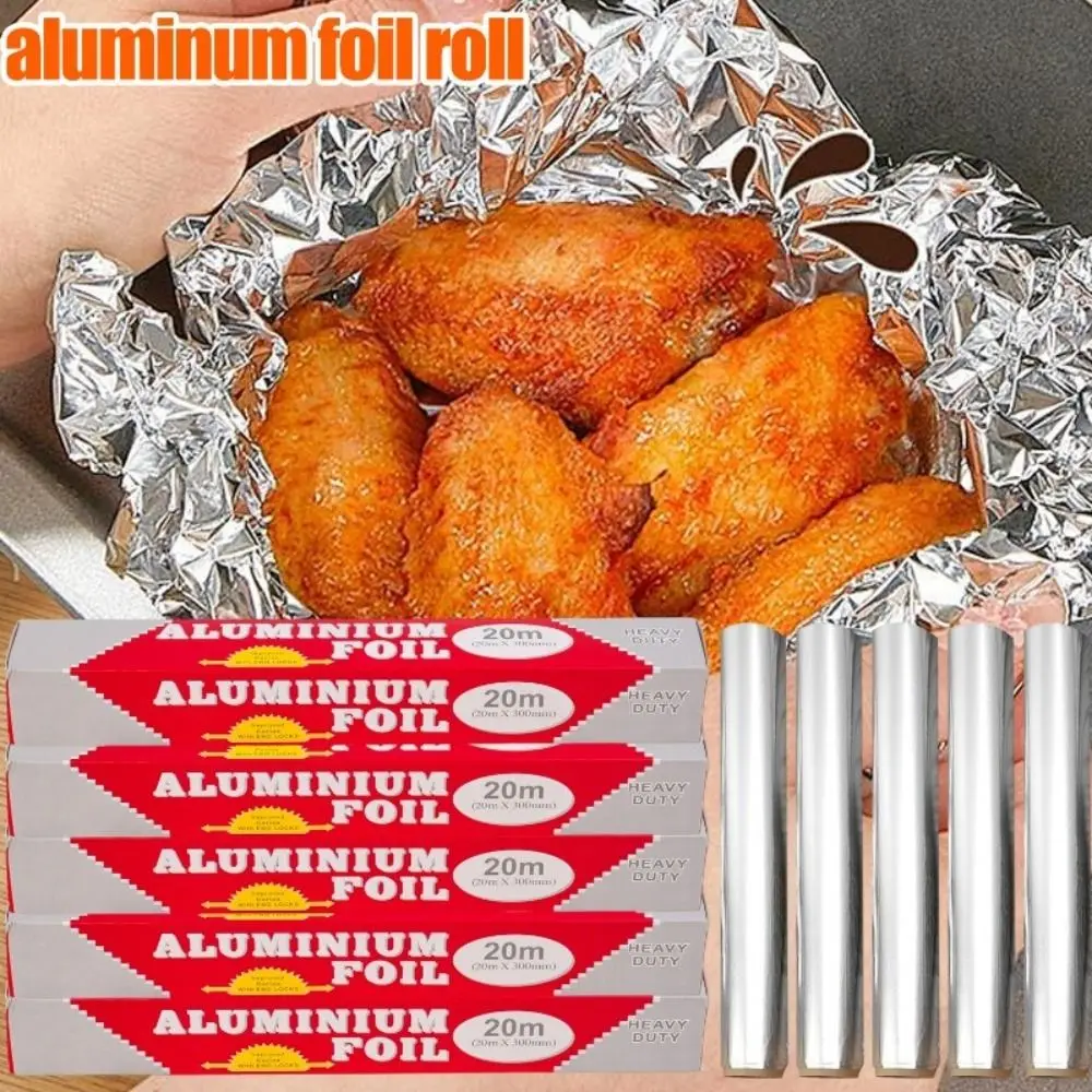 5m/10m/20m Disposable Tin Foil Paper Thickened Non-stick Aluminum Foil Paper Food-grade Heat-Resistant Barbecue Foil