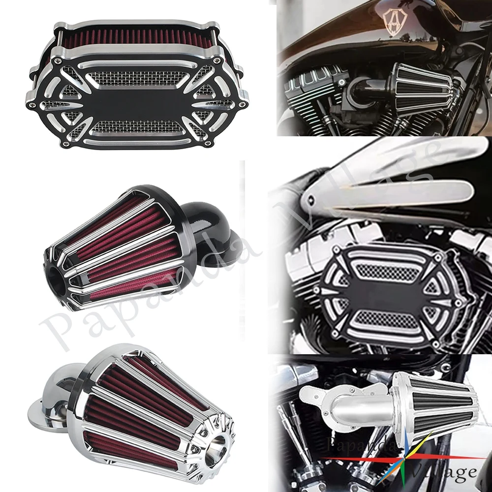 

Moto Accessories Massive Forward Facing Filter CNC Airfilters Air Cleanner For Trike Touring Road King Softail Dyna FXDLS Chrome