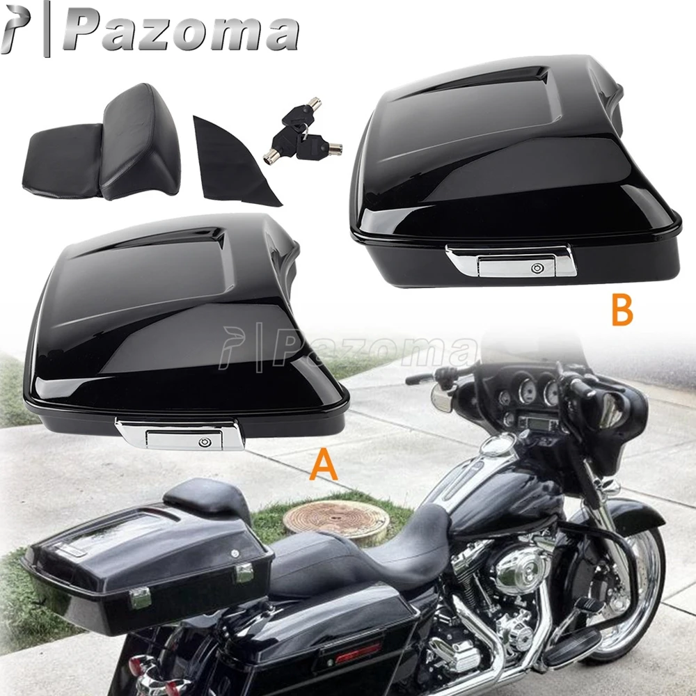 Motorcycle Tour Tail Box Rear Luggage Pack Top Storage Case w/ 3 Key Cushion Pad For Harley Touring FLHT FLHR FLHX FLTRX 14-2023