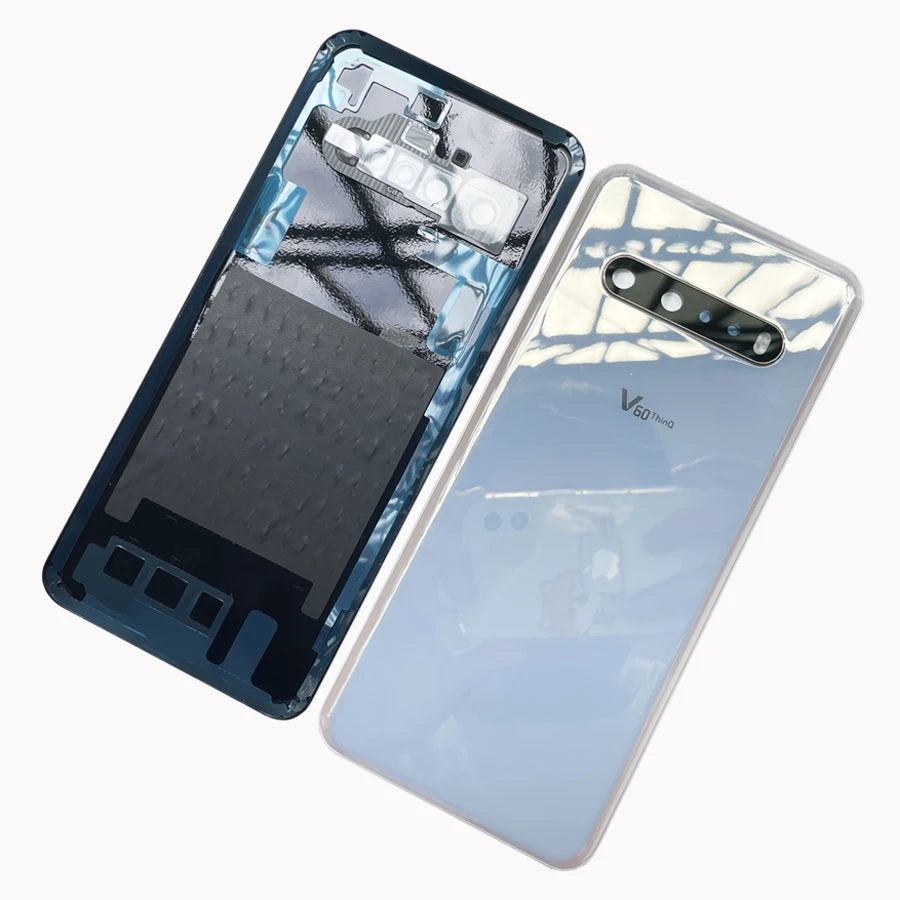 100% A+++ Glass Back Cover For LG V60 ThinQ 5G Rear Housing Door Battery Cover Back Housing With Camera Lens Replacement