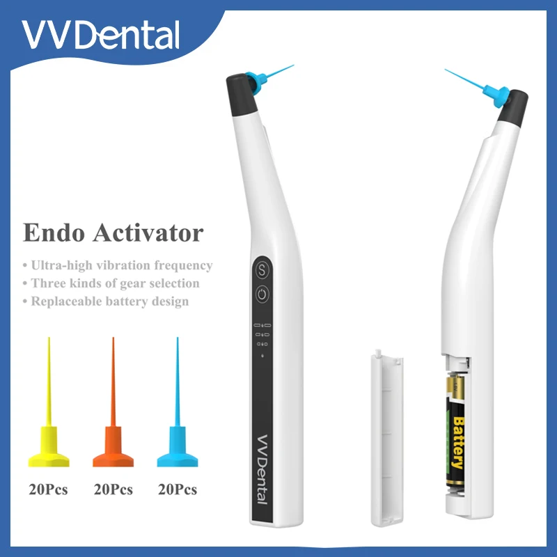 

VV Dental Sonic Endo Activator Root Canal Irrigator Activator Endodontic Cleaning Irrigating LED With 60 Pcs Tip Dentistry Tools