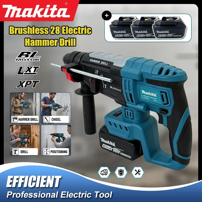 Furadeira Rotativa Sem Fio Makita com Motor Sem Escovas, Ferramentas Elétricas Compatíveis com Bateria Makita 18v