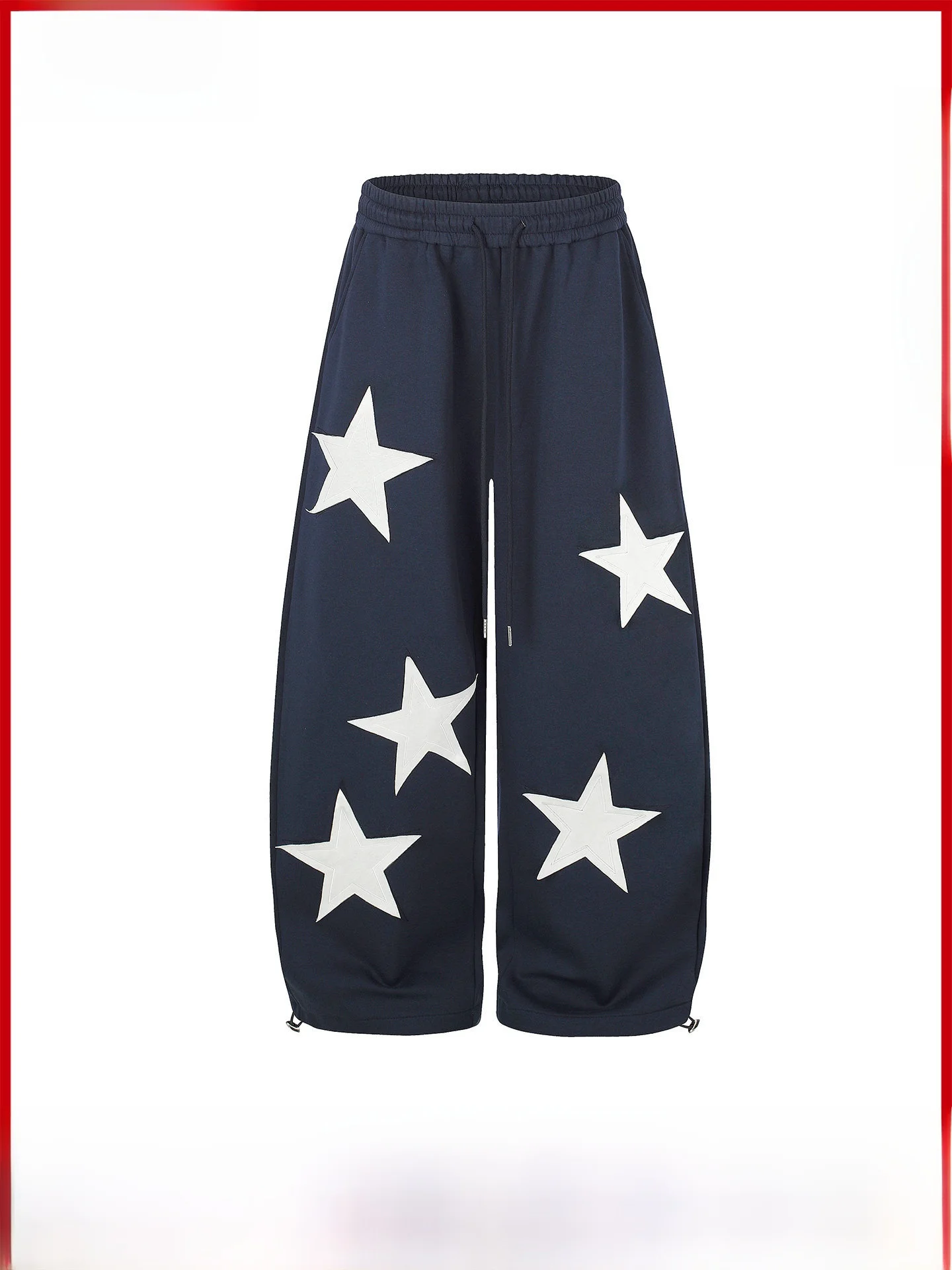 Loose Fit Sporty Men's Casual Pants with Patchwork Embroidery American Street Style Star Design Comfortable Breathable Polyes...
