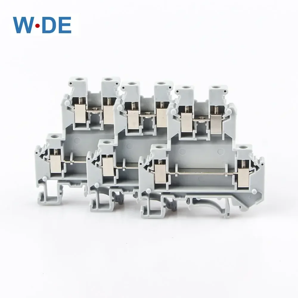 50Pcs Din Rail Terminal Blocks UKK5 Connector Double Layer Terminal Blocks Screw Electrical Wiring Wire Conductor UKK-5