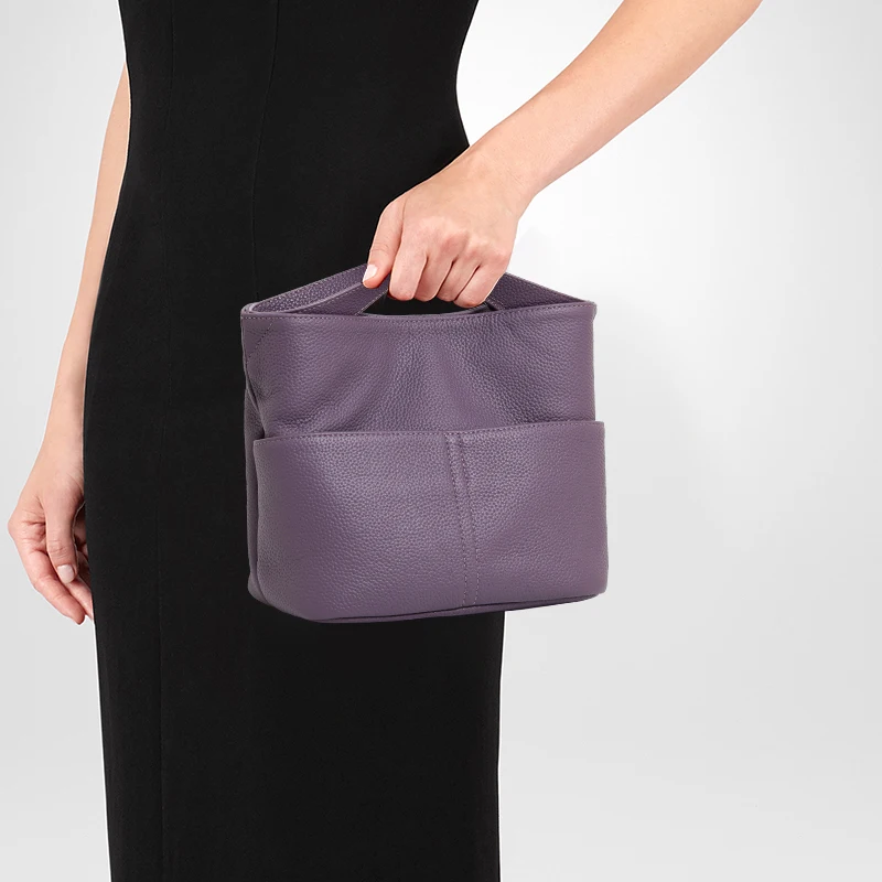 

2025 new small Women's first-layer cowhide shoulder cross-body lightweight high-end office worker water bucket handbag