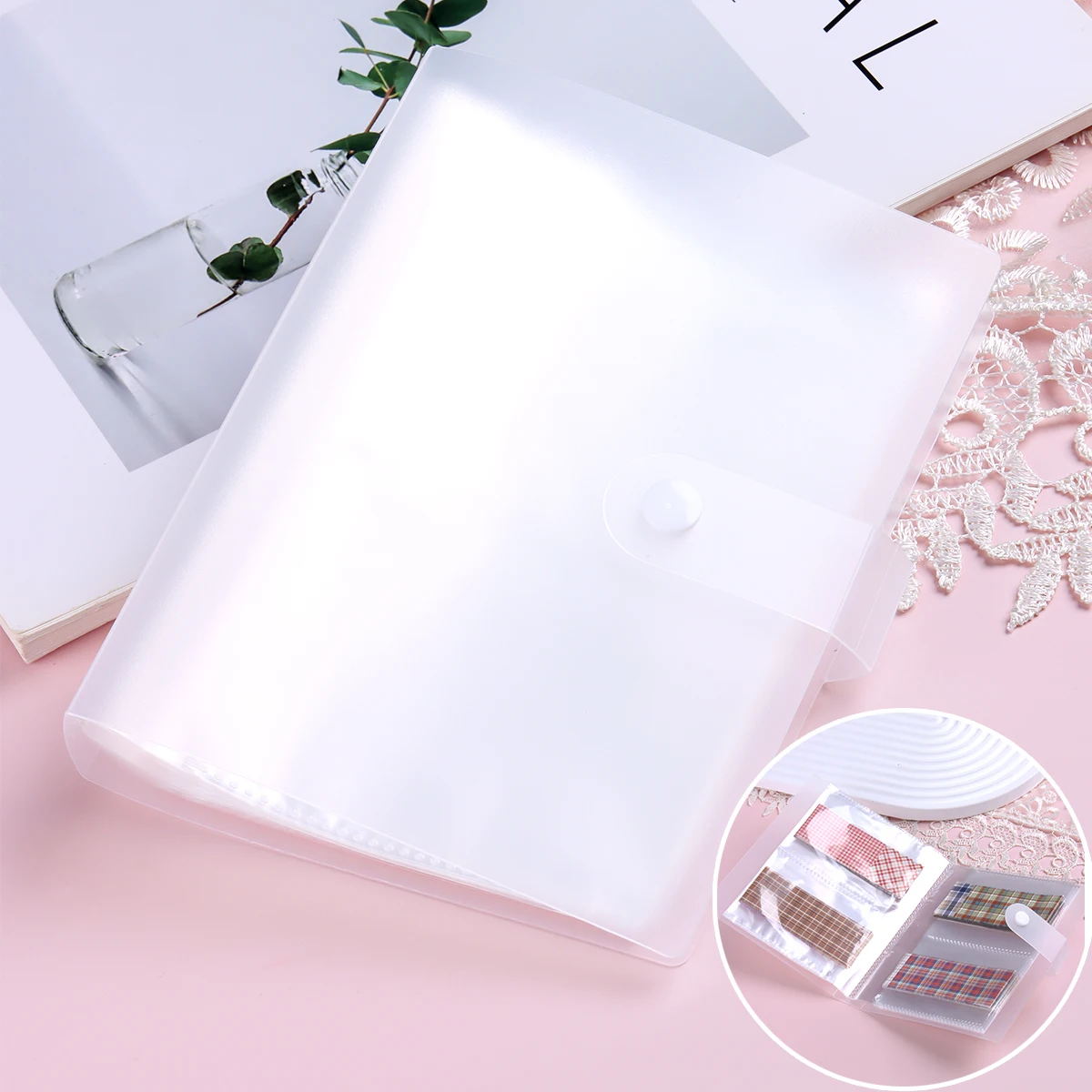 Large capacity sticker storage book set, transparent nail sticker storage tool, double-sided storage, comes with anti-stick card
