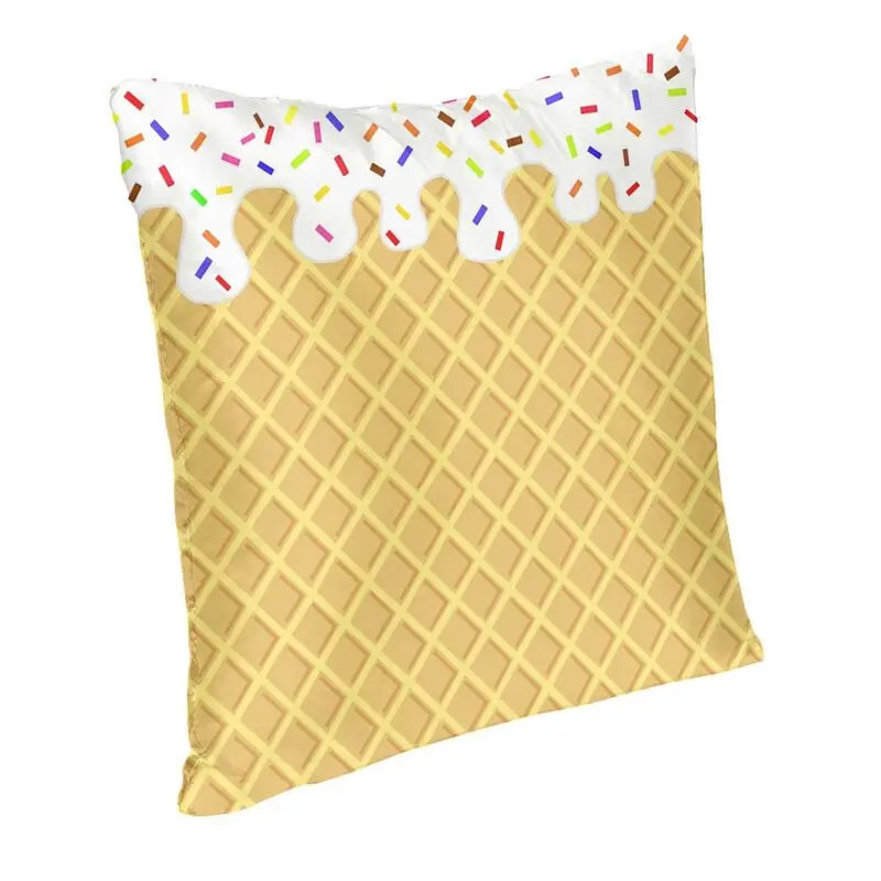 Vanilla Waffle Melting Ice Cream Cone Throw Pillow Case Home Decorative 3D Two Side Printed Funny Cushion Cover for Living Room