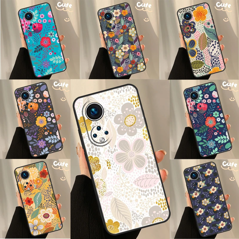 Floral Charm Secret Garden Case For Huawei P30 P20 P60 P40 Lite Nova 9 5T P Smart Honor Magic 5 Pro 50 70 X8 X9a Cover