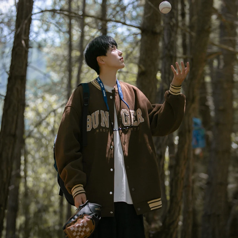 

Мужская свободная бейсбольная куртка-бомбер в винтажном стиле, весенне-осенняя, модная, молодежная, из премиальной немнущейся ткани