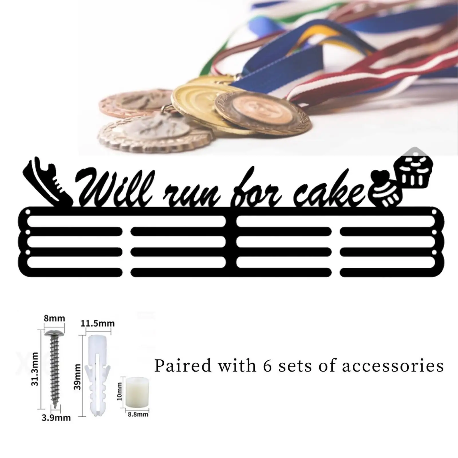 Medal Hanger Display Decoration Wall Mount Easy Installation Medal Holder Ornament for Marathon Awards Ribbons Runner Athlete