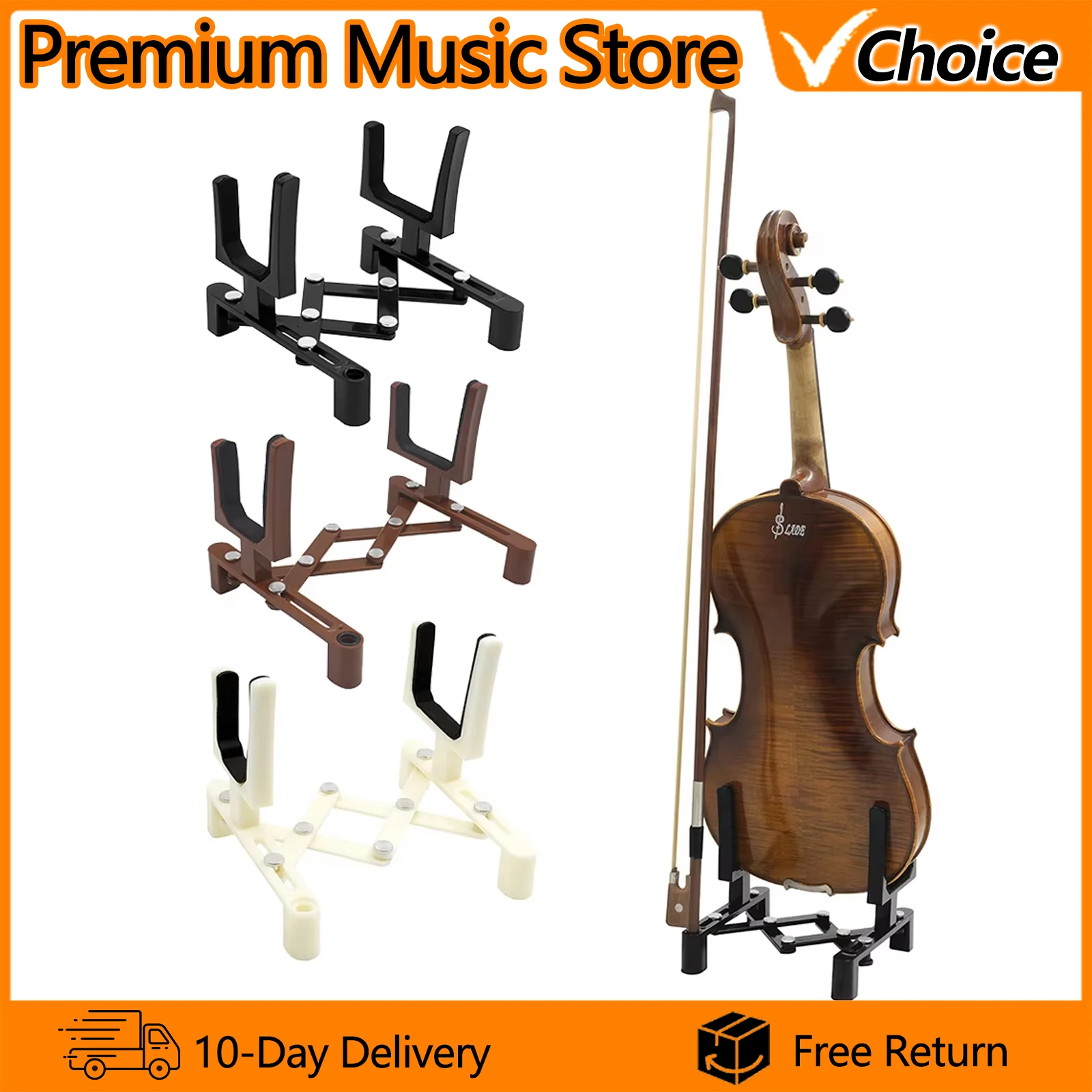 Adjustable Violin Stand Holder Portable Full Size Stringed Instrument Accessories Retractable Foldable Fiddle Bracket Sponge Pad
