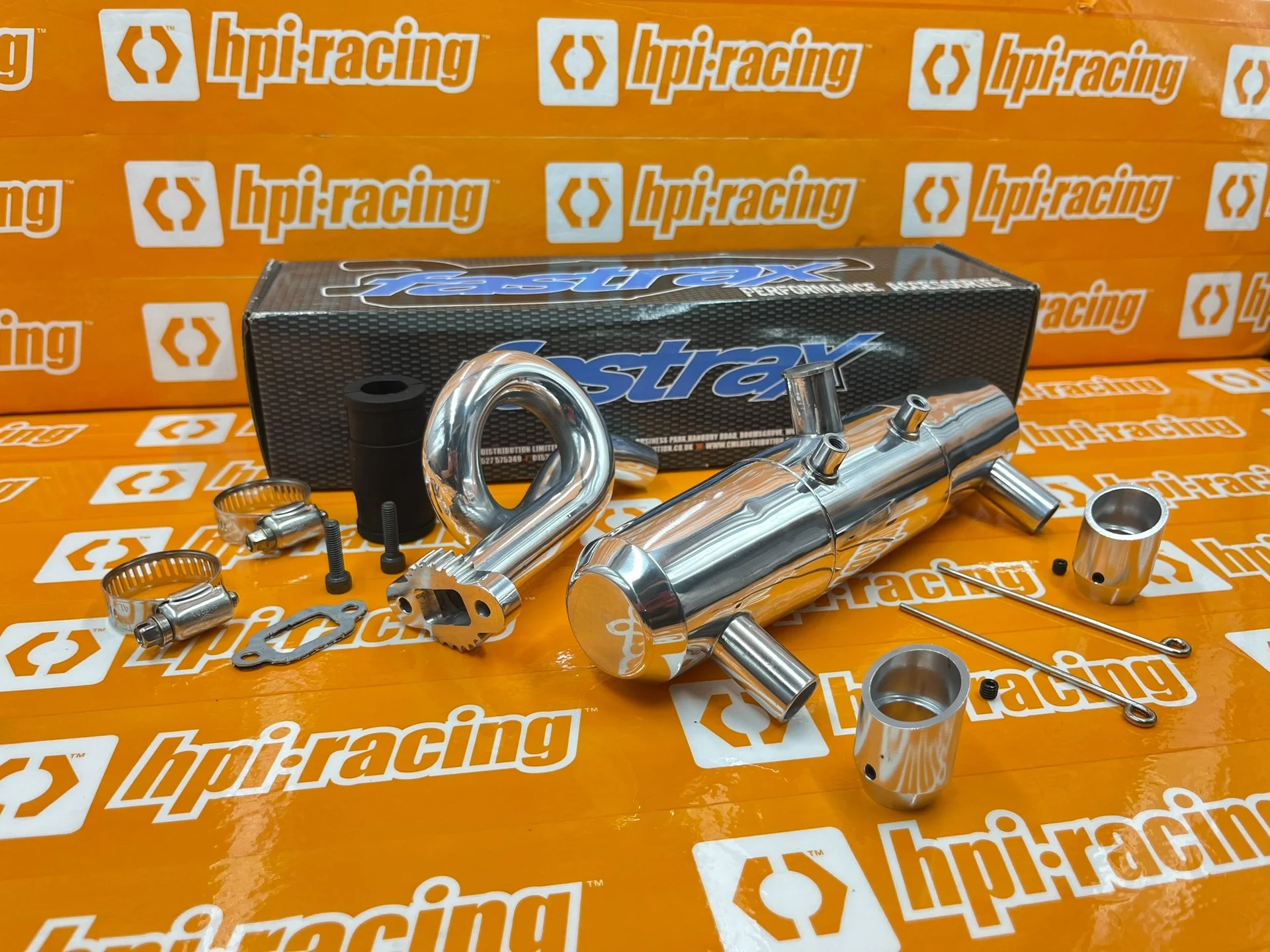 Fastrax genuíno HPI BAHA 5B 5T 5sc tubo de escape de veículo off-road tubo de escape duplo com camada de isolamento acústico embutida