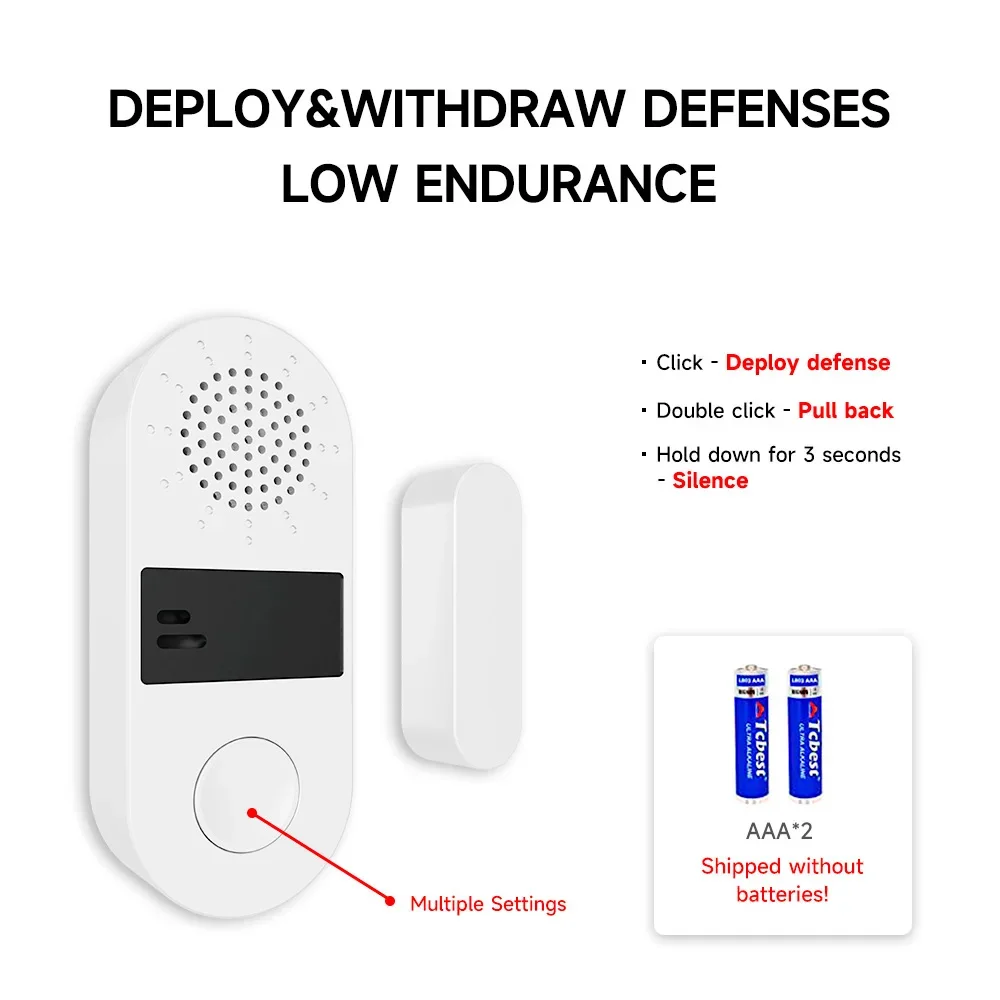 Imagem -03 - Portas e Janelas Sensor de Som Luz Alarme Casa Seguro Anti Roubo sem Fio 130db Porta Sensor Magnético Não-inteligente Ímã de Porta