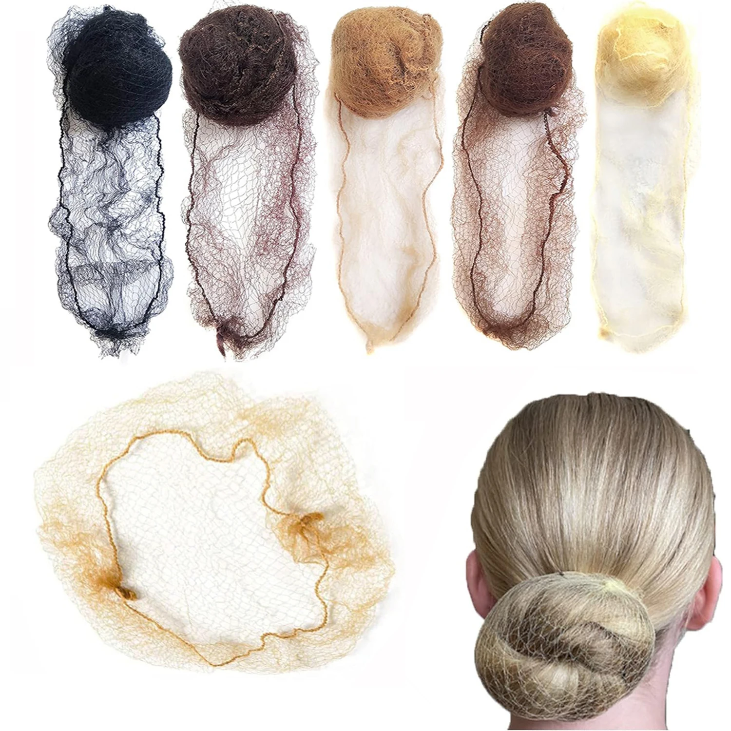 Strap azier fähiges Nylon-Haarnetz für Brötchen-Haar-Frisur-Werkzeug schwarzbraunes 5-mm-Haarnetz für Perücken Mesh-Haarstyling-Haar netze 20-tlg